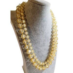 Vintage Golden Double Strand Necklace with Faceted Acrylic Beads and Large Clasp